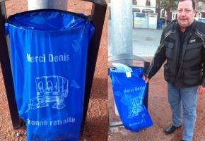 Poubelles bleues en ville - Merci le père Denis!