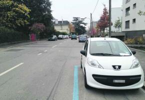 Les zones bleues à la rue Edmond-Vaucher dépendent à la fois de la Ville et de Vernier.