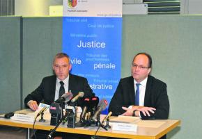 François Schmutz, chef de la police judiciaire et Olivier Jornod, procureur général. 