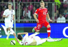 Xherdan Shaqiri en pleine action lors du dernier match à domicile Suisse-Norvège (1-1). 