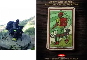 Un concours a permis de sélection-ner trois histoires pour la campagne de la SPA. Ici, Danielle et son chat Gribouil-le, sous le signe de la sérénité au tarot divinatoire. DR 