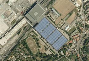 Le toit de Palexpo est recouvert de panneaux photovoltaïques. DR 