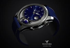 Un cadran bleu, décentré  entouré d’un croissant  de lune rhodié, la technique au service de l’esthétique. DR 