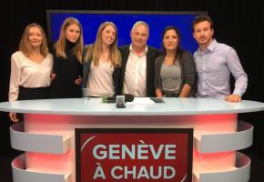 Aude, Diane, Virna, Elena et Nicolas, cinq jeunes candidats, de cinq partis différents,  réunis dimanche 4 février sur Léman Bleu. DR 