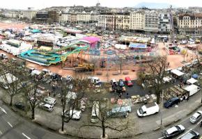 Les puciers sont déplacés sur divers endroits de la plaine de Plainpalais depuis le début  des travaux en 2016. FRANCIS HALLER 