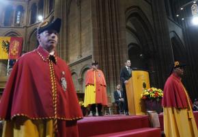 Pierre Maudet prononce son discours dans la cathédrale Saint-Pierre. CHRISTIAN BONZON 