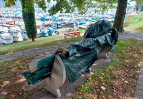 Depuis des mois, la jeune femme dort dans son abri de fortune devant Port-Choiseul. TR