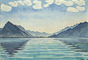«Le lac de Thoune aux reflets symétriques», une huile sur toile de Ferdinand Hodler. DR