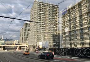 Immeubles en construction près de la gare de Lancy-Pont-Rouge. La question d’un frein à la croissance des constructions se posera un jour ou l’autre. FRANCIS HALLER