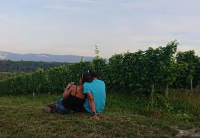 Une petite pause dans les vignes de Russin offre un panaroma grandiose. MP