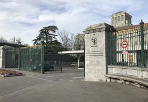 L’entrée du siège de l’OMC. L’organisation est un élément central de la Genève internationale. DR