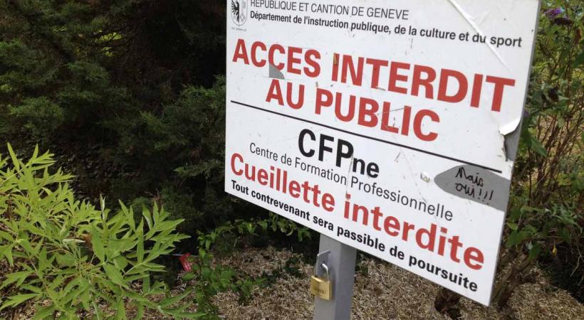 Au Centre de Lullier, les panneaux n’arrêtent pas les chapardeurs.