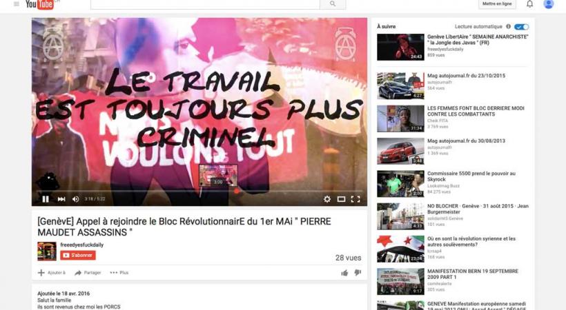 Capture d’écran du site annonçant la manifestation anticapitaliste du 1er mai. DR