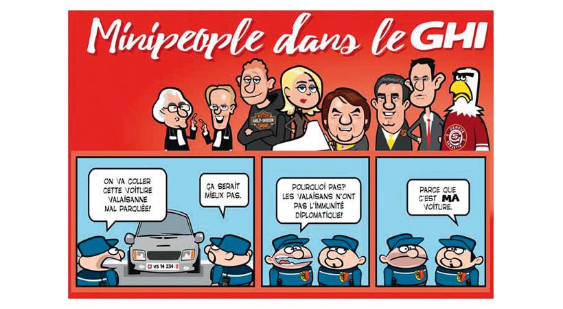 Chaque semaine dans GHI, le dessinateur Christophe Bertschy va appliquer l’esprit des Minipeople  à Genève. DR 