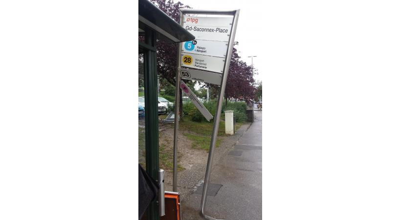 Arbre, panneau et poubelle percutés