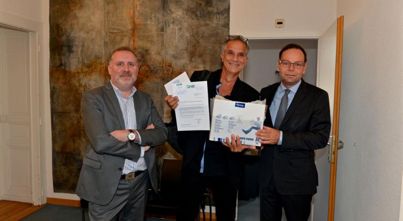 Pascal Fleury, directeur de GHI, Giancarlo Mariani, rédacteur en chef de GHI et François Membrez, président du TCS-Genève. David Rosembaum-Katzman