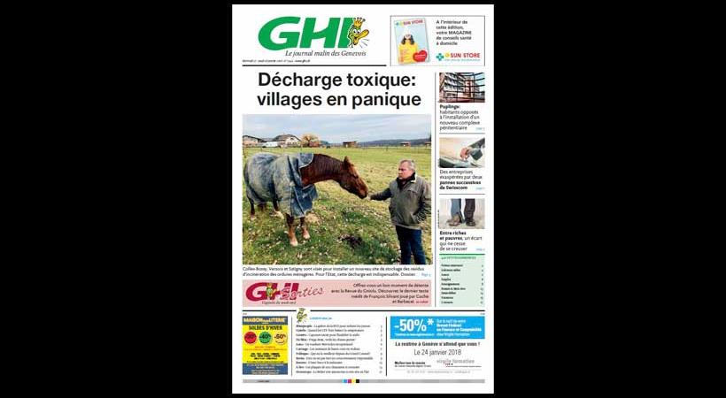 Notre Une du mercredi 10 Janvier 2018. DR