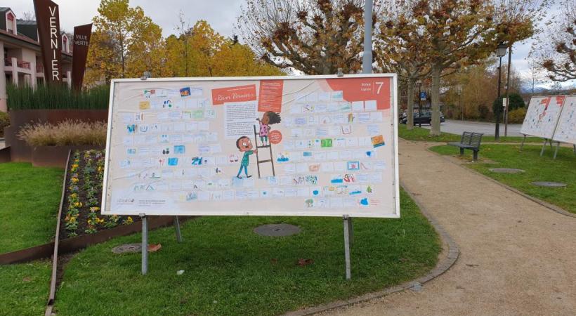 Les cartes réalisées par les petits Verniolans sont exposées jusqu’au 30 avril 2021 dans les quartiers de Vernier. DR