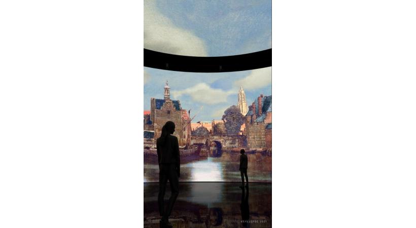 Dans une immense citerne, les parois sont recouvertes des œuvres de Vermeer. SYLLEPSE