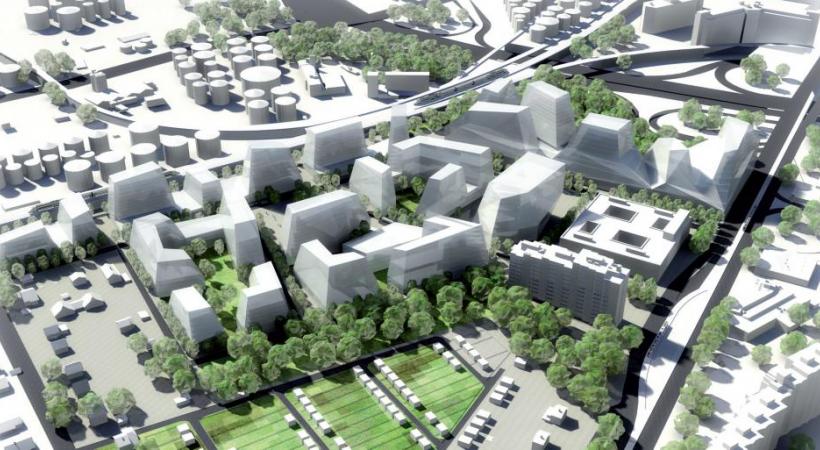 La maquette du projet montre que les espaces à proximité des citernes et de l’aéroport sont complètement remodelés. DR 