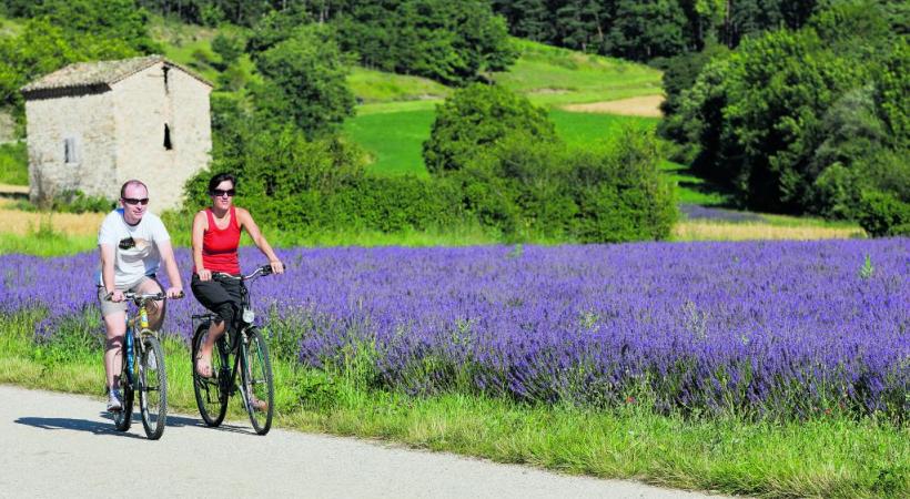 La Drôme à vélo se décline couleur lavande. LIONEL PASCALE Sur les berges du Rhône à Lyon. RA TOURISME M. ROUGY Entre Vienne et Condrieu. RA TOURISME M. ROUGY Assistance électrique pour gravir la colline de l’Hermitage. ALAIN BOSSU 