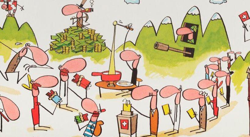 Les mythes et clichés de la Suisse vus par Mix et Remix. 