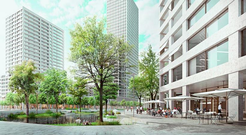 Projection de la future place de l’Etoile, aux Acaciasx. DUPRAZ & BYRNE Le quartier du PAV (Praille-Acacias-Vernets). DUPRAZ & BYRNE 