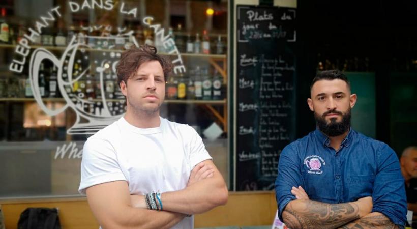 Anthony Castrilli, président du Groupement professionnel des restaurateurs  et hôteliers (GPRH), et Yoan Lomet, patron de l’Eléphant dans la canette. MP