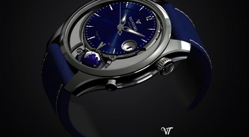 Un cadran bleu, décentré  entouré d’un croissant  de lune rhodié, la technique au service de l’esthétique. DR 