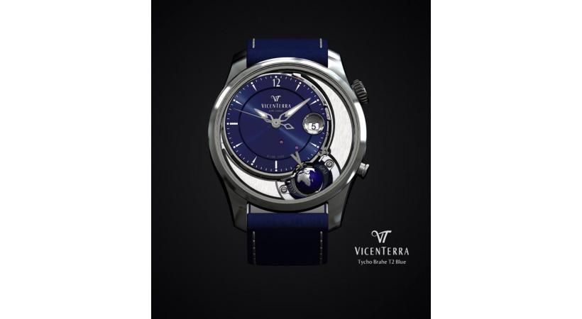 Un cadran bleu, décentré  entouré d’un croissant  de lune rhodié, la technique au service de l’esthétique. DR 