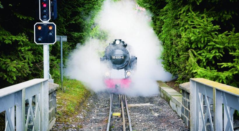 Deux kilomètres de circuits, notamment agrémentés de huit ponts et autant de tunnels. On s’y croirait… Les familles sont la première clientèle  du Swiss Vapeur Parc.  Tout le charme du parc au coucher du soleil.  