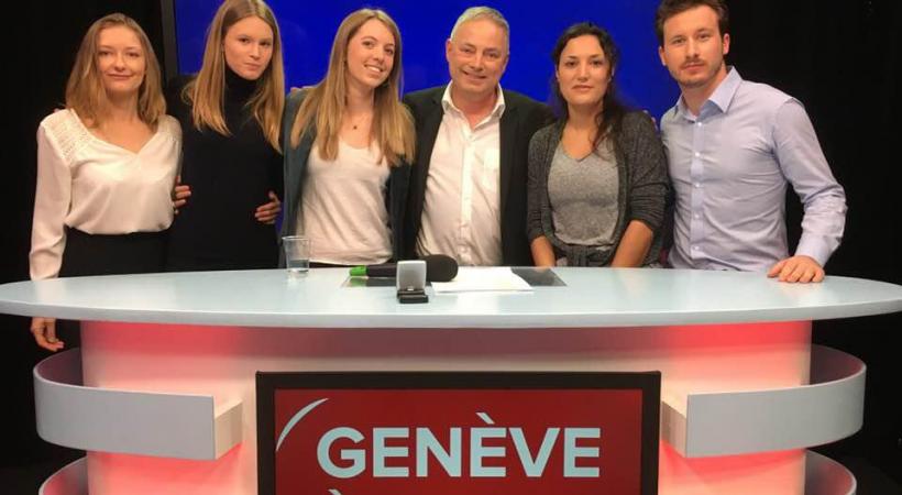 Aude, Diane, Virna, Elena et Nicolas, cinq jeunes candidats, de cinq partis différents,  réunis dimanche 4 février sur Léman Bleu. DR 