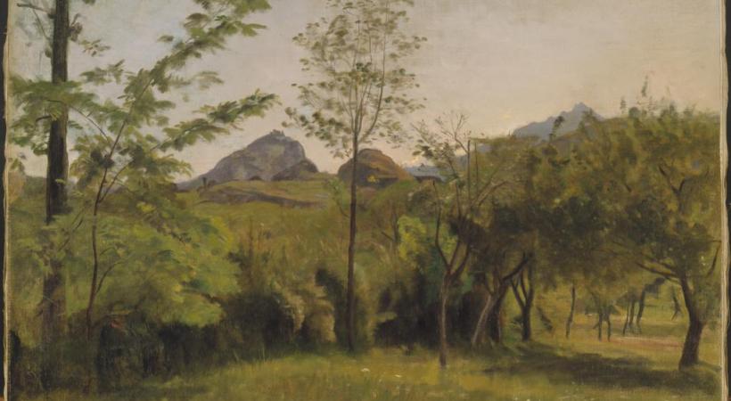 Barthélémy Menn réalisa cet «Autoportrait  au chapeau de paille» vers 1867. MAH/J.-M- YERSIN Barthélémy Menn peignit ce «Verger près de Sion», entre 1855 et 1865. MAH/J.-M. YERSIN 