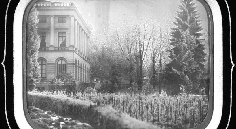 Une vigne au pied du Palais Eynard, en 1870. En médaillon, Sami Kanaan.  