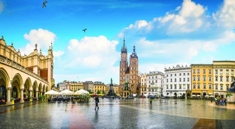 La place du Marché, centre névralgique de Cracovie. 