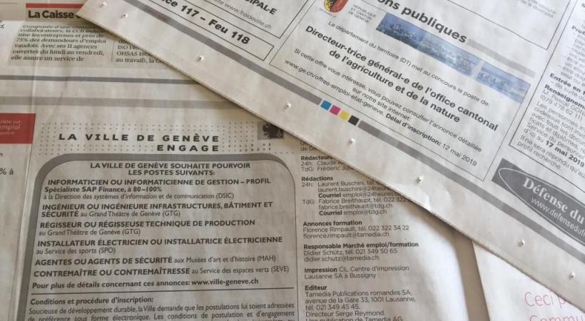 Les annonces de la Ville ont représenté un pactole de 693’000 francs en 2018. DR