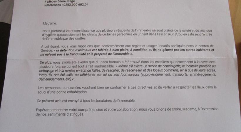 La lettre envoyée par la régie. DR