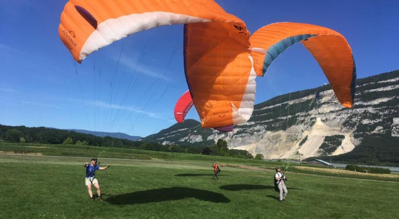 Le terrain d’atterrissage du Club de vol libre Genève, au pied du Salève. CVLG