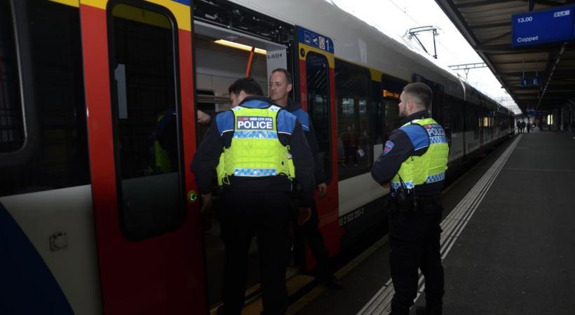 La police des transports en pleine action à Cornavin. STEPHANE CHOLLET