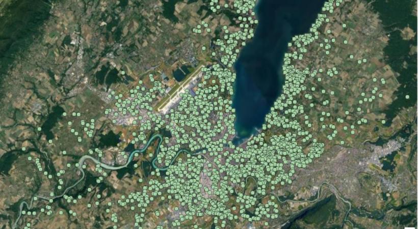 La carte des avis et dérogations liés à l’abattage d’arbres dans le canton en 2019, selon le site PilierPublic. PILIERPUBLIC.COM