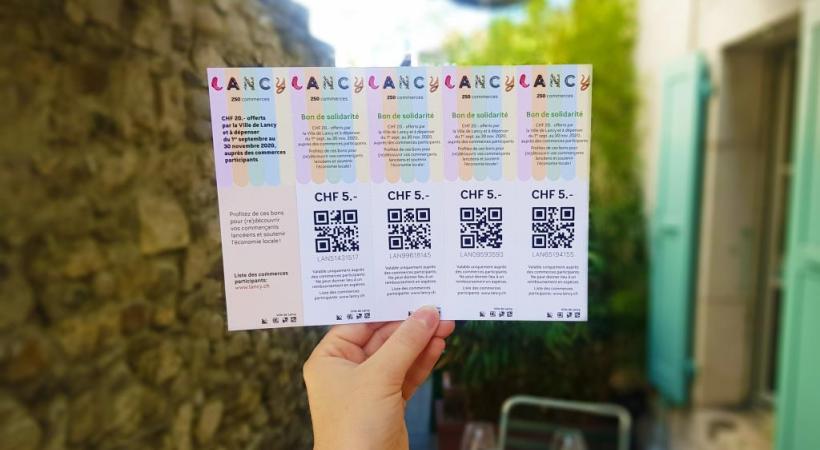 Les ménages lancéens ont reçu quatre bons d’achat de 5 francs. DR