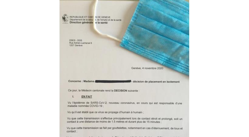 Chaque citoyen contraint à l’isolement reçoit une circulaire qui peut s’apparenter à un acte juridique. DR